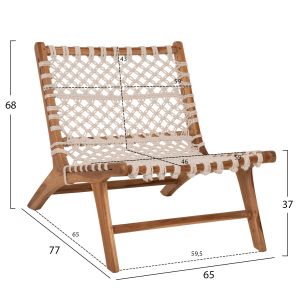 Chair made of natural teak solid wood and rope 65x78x68hcmhm9466,01
