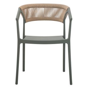 Polypropylene chair Bogi Hm6240.05 olive green with beige Pp rope 54x53x75hcm.