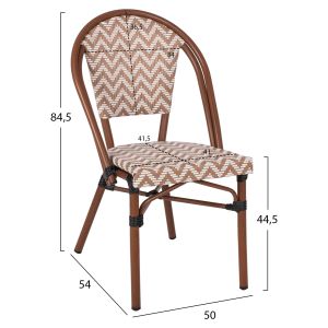 Chair made of textile and aluminum imitating wood Hm5860,03 50x54x84,5ηcmm,