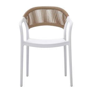 Стол полипропилен Eva бяло с бежово Pp въже 58,5x49x83,5hcm Hm6155