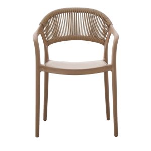 Стол полипропилен Eva капучино с бежово Pp въже 58,5x49x83,5hcm Hm6155