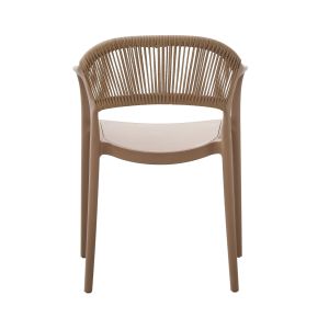 Стол полипропилен Eva капучино с бежово Pp въже 58,5x49x83,5hcm Hm6155