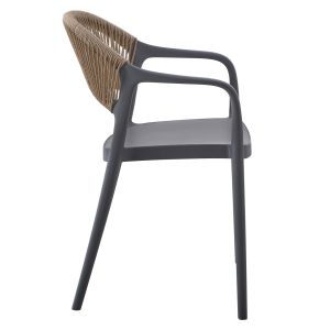 Chair polypropylene Eva gray with beige Pp rope 58.5x49x83.5hcm Hm6155