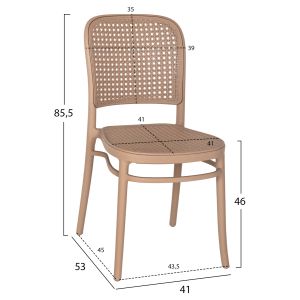 Chair polypropylene Flow, cappuccino seat and backrest 41x53x85.5hcm Hm5937.03
