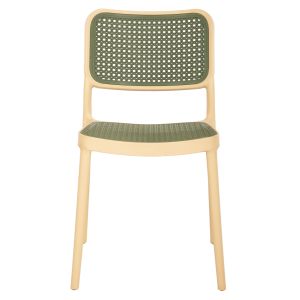 Polypropylene chair Hm5934.04 beige and olive green 41x49x102hcm