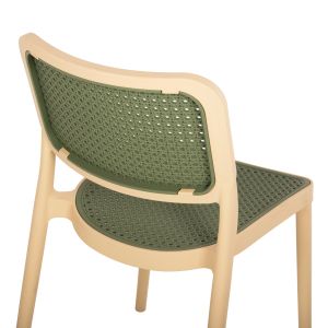 Polypropylene chair Hm5934.04 beige and olive green 41x49x102hcm