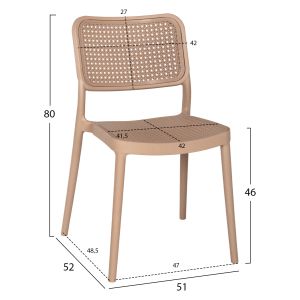 Chair polypropylene Meko, cappuccino 51x52x80hcm Hm5934,03