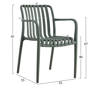 Polypropylene chair Tippy dark olive 55x55x81hcm Hm5940