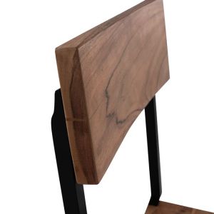 Chair with metal frame and acacia wooden seat Hm8179