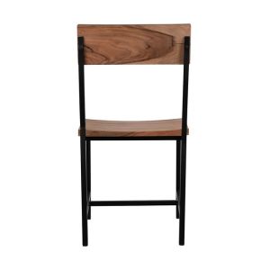 Chair with metal frame and acacia wooden seat Hm8179
