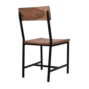 Chair with metal frame and acacia wooden seat Hm8179