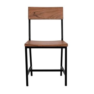 Chair with metal frame and acacia wooden seat Hm8179