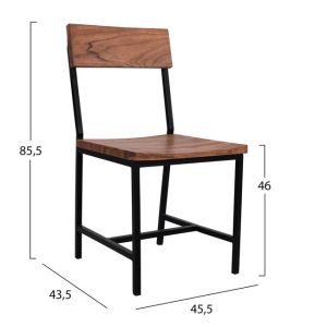 Chair with metal frame and acacia wooden seat Hm8179