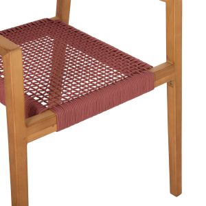 Charlotte armchair made of teak wood with rope, color brick pink, 59x54x83hcm Hm9637.06