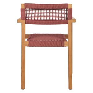 Charlotte armchair made of teak wood with rope, color brick pink, 59x54x83hcm Hm9637.06
