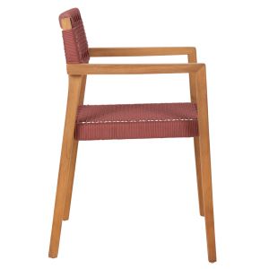 Charlotte armchair made of teak wood with rope, color brick pink, 59x54x83hcm Hm9637.06