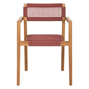 Charlotte armchair made of teak wood with rope, color brick pink, 59x54x83hcm Hm9637.06
