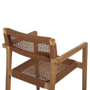 Charlotte armchair made of teak wood with brown rope 59x54x83hcm Hm9637,01