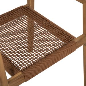 Charlotte armchair made of teak wood with brown rope 59x54x83hcm Hm9637,01