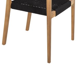 Charlotte armchair made of teak wood with black rope 59x54x83hcm Hm9637,02