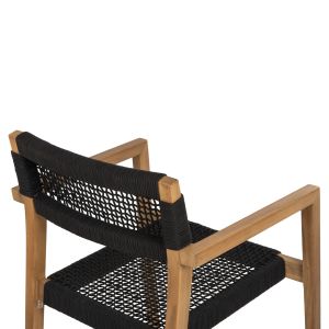 Charlotte armchair made of teak wood with black rope 59x54x83hcm Hm9637,02