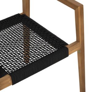 Charlotte armchair made of teak wood with black rope 59x54x83hcm Hm9637,02