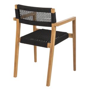 Charlotte armchair made of teak wood with black rope 59x54x83hcm Hm9637,02