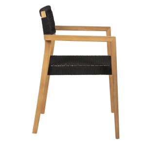 Charlotte armchair made of teak wood with black rope 59x54x83hcm Hm9637,02