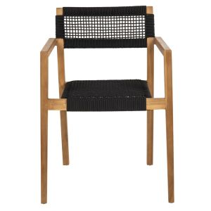 Charlotte armchair made of teak wood with black rope 59x54x83hcm Hm9637,02
