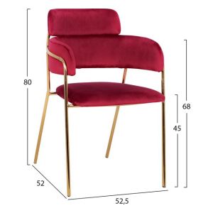 Chair with armrests Kelso plush burgundy gold metal legs Hm8521,06