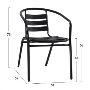 Chair with armrests Laura black metal Hm5037,03 54x59x73cm