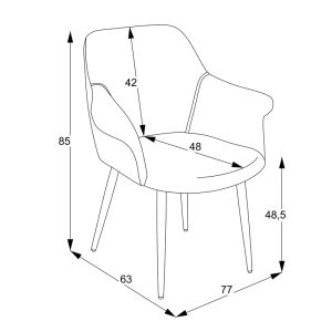 Armchair Parsow light gray with black metal legs 77x63x85cm