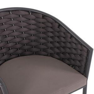 Chair with armrests aluminum and rope 55x60x75hcmhm5859,01