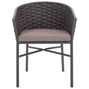 Chair with armrests aluminum and rope 55x60x75hcmhm5859,01