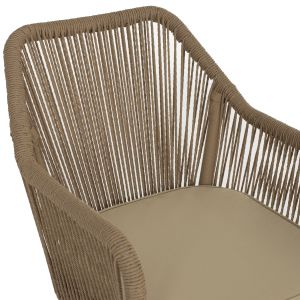 Chair with armrests aluminum and rope Hm5855,01 56x66x82