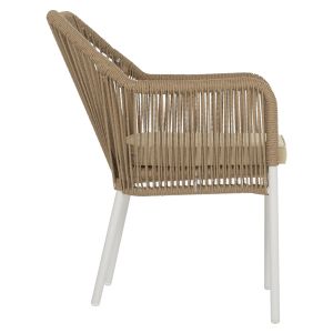 Chair with armrests aluminum and rope Hm5855,01 56x66x82