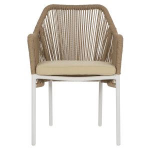 Chair with armrests aluminum and rope Hm5855,01 56x66x82