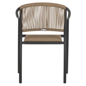 Chair with armrests aluminum and rope in gray Hm5856,02 57x63x80h