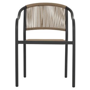 Chair with armrests aluminum and rope in gray Hm5856,02 57x63x80h