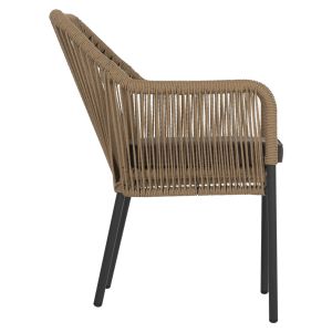 Chair with armrests aluminum and rope in dark gray Hm5855,02 56x66x82