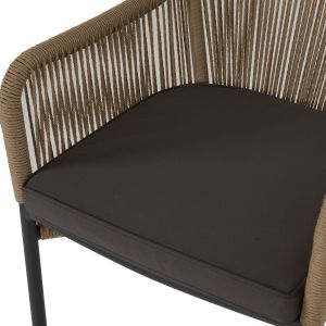 Chair with armrests aluminum and rope in dark gray Hm5855,02 56x66x82