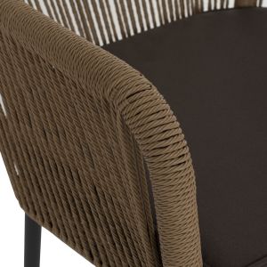 Chair with armrests aluminum and rope in dark gray Hm5855,02 56x66x82