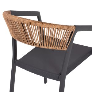 Chair with armrests aluminum and rattan Hm5891,01 56,5x60x78hcm