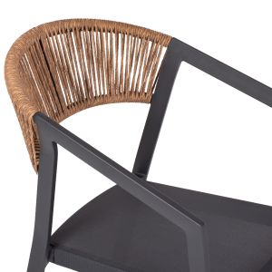 Chair with armrests aluminum and rattan Hm5891,01 56,5x60x78hcm