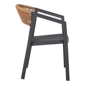 Chair with armrests aluminum and rattan Hm5891,01 56,5x60x78hcm