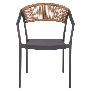Chair with armrests aluminum and rattan Hm5891,01 56,5x60x78hcm
