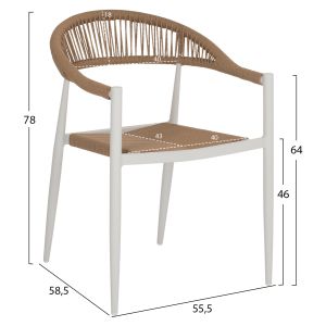 Chair with armrests aluminum and rattan Hm5854,01 55,5x58,5x78