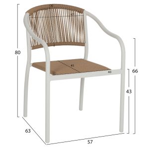 Chair with armrests aluminum and rattan Hm5856,01 57x63x80hcm