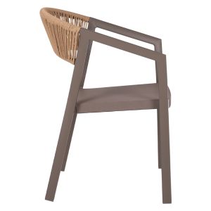 Chair with armrests aluminum and rattan Hm5891,03 56,5x60x78hcm