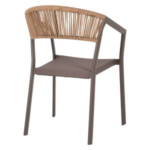 Chair with armrests aluminum and rattan Hm5891,03 56,5x60x78hcm